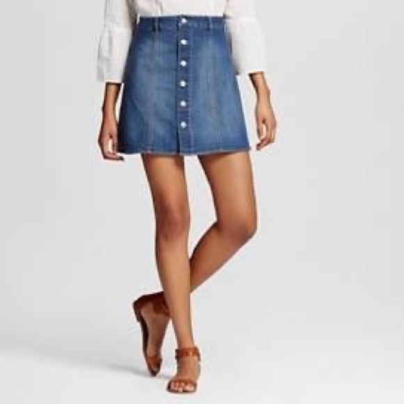 Mossimo Mini Button Down Jean Skirt - Picture 3 of 7